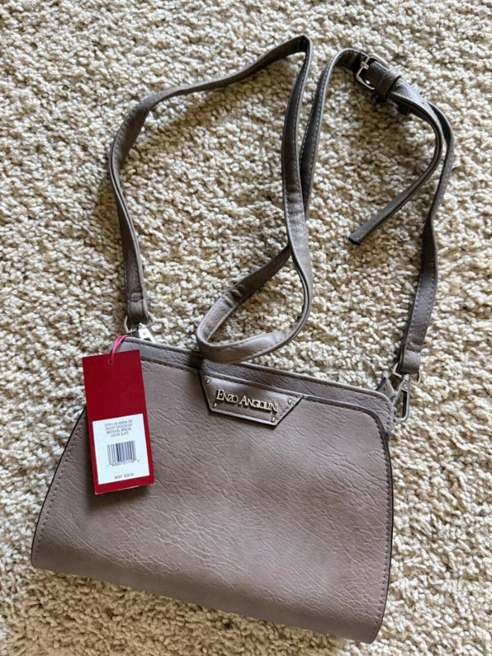Enzo Angiolini Adria Crossbody Bag Slate Grey Faux Leather NWT $68